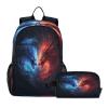 AEZODI Couple Dragon Ice Fire Backpack for Kids Lightweight Travel Schoolbags with Lunch Box Set view 1