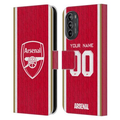 Head Case Designs Officially Licensed Custom Customized Personalized Arsenal FC Home 2023/24 Kit Leather Wallet Case Compatible with Motorola Moto G82 5G