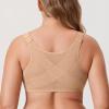 DELIMIRA Women's Front Closure Bras Posture Full Coverage Plus Size Underwire Unlined Back Support Plunge Seamless Bra B-H Cups Warm Beige 34D view 3