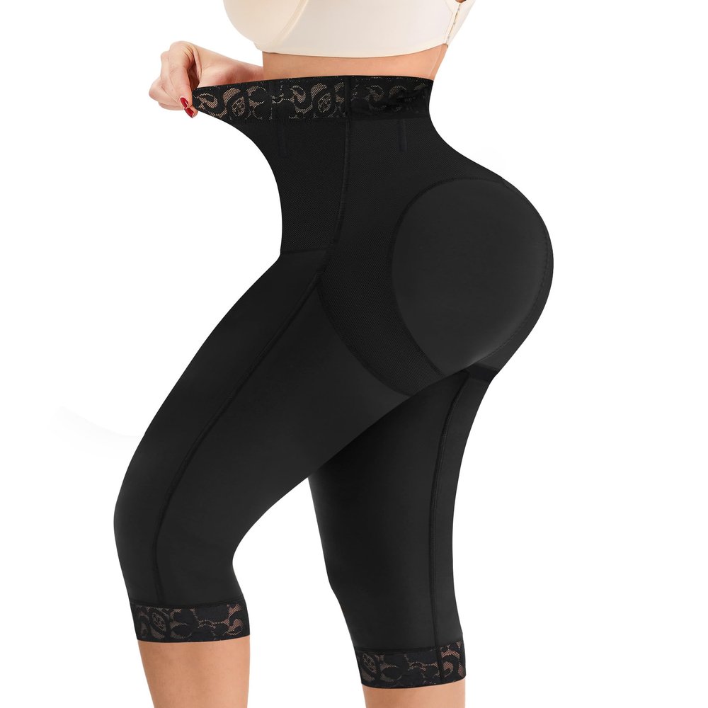 MERYOSZ Capri Leggings for Women Butt Lifting Womens Capri Leggings Tummy Control Shorts (Black,XX-Large)