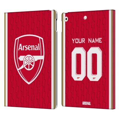 Head Case Designs Officially Licensed Custom Customized Personalized Arsenal FC Home 2023/24 Kit Leather Wallet Case Compatible with Apple iPad 10.2 2019/2020/2021