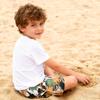 Boy's Short Quick-Dry Beach Shorts Outdoors Swim Trunks Kids Boardshort Drawstring Flower Red+Coconut Tree Grey 9-10Y/140 view 3