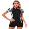 Hedmy Women Boyleg One Piece Swimsuit Athletic Short/Long Sleeve Swimwear UPF50 UV Tummy Control Bathing Suit Midnight XX-Large view 2