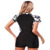 Hedmy Women Boyleg One Piece Swimsuit Athletic Short/Long Sleeve Swimwear UPF50 UV Tummy Control Bathing Suit Midnight XX-Large view 4
