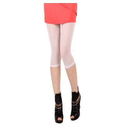 Bestgift Minute Pants Spring and Summer Five Seven-Minute Pants Big Yards high-Waisted Small Foot Pants White one Size