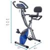 Folding Exercise Bike, Foldable Fitness Stationary Bike Machine, Upright Indoor Cycling Bike, Magnetic X-Bike with 10-Level Adjustable Resistance, Arm Bands and Backrest for Home Gym Workout (Blue) view 2