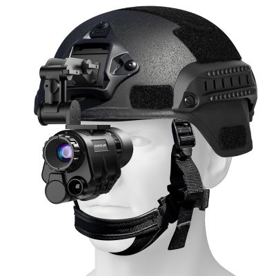 GOYOJO NVG 2K Night Vision Goggles for Adults - Helmet Mounted Night Vision Monocular with 4 Color Modes 4X Magnification, HD Recording & Playback for Hunting Surveillance (Helmet Included), Balck