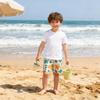 HSTiSan Boys Beach Shorts Athletic Quick Dry Swim Trunks Children Boardshort Tree Leaves Yellow+Dinosaur Beige 8-9Y/130 view 3