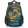 YPPAHHHH School Backpack for Boys Girls, Ethnic Peacock Feather Elementary School Bags Abstract Feather Lightweight Bookbag Laptop Backpack Casual Daypack Rucksack for Kids Teens view 1