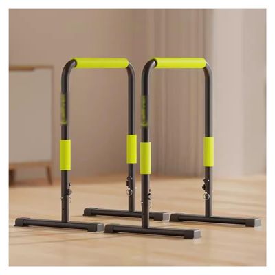 Dip Station, Multifunction Adjustable Dip Stand, Dip Bar 440LBS Loading Capacity, Heavy Duty Parallel Bars for Home Workout, Calisthenics, Strength Training, 60x50x96cm, Green