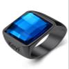 Blue Sapphire Rings Personalized for Men Teen, Custom Engraving Black Square Gemstone Ring For Rapper Dancer view 1