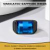Blue Sapphire Rings Personalized for Men Teen, Custom Engraving Black Square Gemstone Ring For Rapper Dancer view 3