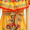 ABEWIP Mexican Dress for Women Floral Print Maxi Off-Shoulder Ruffle Sleeveless Traditional Fiesta Dresses Yellow 2XL view 4
