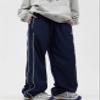 FCOOLYEET Men Track Pants Y2k Drawstring Lightweight Sweatpants Cool Parachute Pants Streetwear Blue view 3