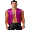 Alvivi Mens Sequin Sleeveless Waistcoat Jazz Dance Sexy Tank Top Irregular Hem Dressy Vest Clubwear Hot Pink C Medium view 1