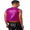 Alvivi Mens Sequin Sleeveless Waistcoat Jazz Dance Sexy Tank Top Irregular Hem Dressy Vest Clubwear Hot Pink C Medium view 2