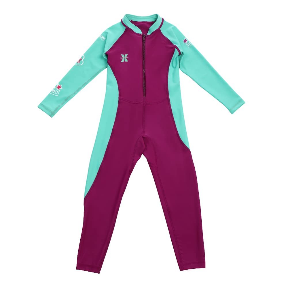 ABAFIP Kids Boys Girls Modest Swimsuit Long Sleeve Swimwear Full Cover Zipper One Piece Bathing Suit Bordeaux 2-3T