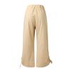 GOKKILRW Womens Casual Loose Elastic Waist Cotton Cropped Pants Designed Lace Up Hem Lightweight Wide Leg Summer Capri Pants Khaki view 3