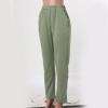GOKKILRW Womens Linen Pants High Waisted Wide Leg Drawstring Casual Loose Fit Pants with Pockets Palazzo Boho Business Work Comfy Lightweight Vacation Beach Pants Mint Green view 4