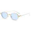 Small Oval Punk Men Sunglasses Vintage Semi-Metal Women Gradient Shades UV400 Blue Tea Sun Glasses (white) view 1