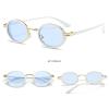 Small Oval Punk Men Sunglasses Vintage Semi-Metal Women Gradient Shades UV400 Blue Tea Sun Glasses (white) view 2