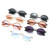 Small Oval Punk Men Sunglasses Vintage Semi-Metal Women Gradient Shades UV400 Blue Tea Sun Glasses (white) view 4