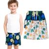 Boys Fashion Beach Shorts Quick Dry Boardshort 2 Piece Athletic Swim Trunks White Yellow Sun+Dark Blue Leaves 9-10Y/140 view 1