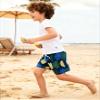 Boys Fashion Beach Shorts Quick Dry Boardshort 2 Piece Athletic Swim Trunks White Yellow Sun+Dark Blue Leaves 9-10Y/140 view 2