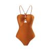 Beach Cover Up Women Floral One Piece Swimsuits for Women Sarong Skirt Wrap 2 Pieces Swimming Suit Floral Print Swimsuit Ruffle Bathing Suits Monokini Padded Bathing Suit Skirt Set Brown Y183 M view 2
