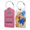 Custom Luggage Tag Personalized Your Own Text, Image, Photo, Logo Customized Travel Suitcases Labels Tags with Full Privacy Card and Stainless Steel Loop, 1 PCS PU Leather Baggage Tags, Pink view 1