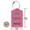 Custom Luggage Tag Personalized Your Own Text, Image, Photo, Logo Customized Travel Suitcases Labels Tags with Full Privacy Card and Stainless Steel Loop, 1 PCS PU Leather Baggage Tags, Pink view 3