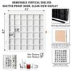 Shot Glass Display Case Wooden Cabinet Rack Holder Wall Mounted White Shadow Box Lockable with UV Protection Acrylic Glass Door Shot Glass Storage Display with Removable Shelves, 16.5"x16.2", 36 Slots view 2