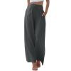 GOKKILRW Women's Linen Summer Palazzo Pants Flowy Wide Leg Beach Casual Cropped Pants Loose Fit Business Work Office Elastic Waist Lightweight Vacation Pants Dark Gray view 1