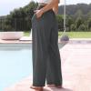 GOKKILRW Women's Linen Summer Palazzo Pants Flowy Wide Leg Beach Casual Cropped Pants Loose Fit Business Work Office Elastic Waist Lightweight Vacation Pants Dark Gray view 3