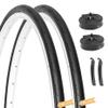 Hycline Road Bike Tires Set: 2-Pack 700x25C(25-622) Folding Replacement Puncture-Resistant Bicycle Tires and 2 Pcs 700x25-28C Inner Tubes Presta Valve with Tire Levers for City Commuter Road view 1