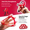 FitBeast Hand Grip Strengthener Workout Kit (5 Pack), 2 Forearm Grip Adjustable Resistance Hand Gripper, Finger Stretcher, Grip Ring & Stress Relief Grip Ball for Athletes, Crimson view 3