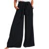 GOKKILRW Womens Wide Leg Lounge Pants High Waisted Drawstring Flowy Casual Loose Palazzo Pants with Pockets Solid Color Oversized Outdoor Traveling Hiking Beach Pants view 1