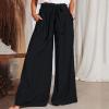 GOKKILRW Womens Wide Leg Lounge Pants High Waisted Drawstring Flowy Casual Loose Palazzo Pants with Pockets Solid Color Oversized Outdoor Traveling Hiking Beach Pants view 2