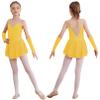 Agoky Girls Shiny Rhinestones Figure Skating Dress Ballet Lyrical Dance Costume Gymnastics Leotard Tutu Skirt Yellow D 12 Years view 1