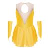 Agoky Girls Shiny Rhinestones Figure Skating Dress Ballet Lyrical Dance Costume Gymnastics Leotard Tutu Skirt Yellow D 12 Years view 3