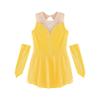 Agoky Girls Shiny Rhinestones Figure Skating Dress Ballet Lyrical Dance Costume Gymnastics Leotard Tutu Skirt Yellow D 12 Years view 4