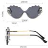 willochra Fashion Diamond Cat Eye Sunglasses for Women Rimless Rhinestone Sun Glasses Half frame Party bling Eyewear (blue pink) view 3