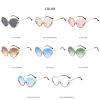 willochra Fashion Diamond Cat Eye Sunglasses for Women Rimless Rhinestone Sun Glasses Half frame Party bling Eyewear (blue pink) view 4