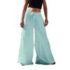 GOKKILRW Womens Wide Leg Pants Linen Loose Fit Oversized Elastic Waist Pleated Solid Long Pants Palazzo Boho Flowy Beach Pant Light Blue view 1