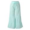 GOKKILRW Womens Wide Leg Pants Linen Loose Fit Oversized Elastic Waist Pleated Solid Long Pants Palazzo Boho Flowy Beach Pant Light Blue view 3