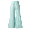GOKKILRW Womens Wide Leg Pants Linen Loose Fit Oversized Elastic Waist Pleated Solid Long Pants Palazzo Boho Flowy Beach Pant Light Blue view 4