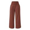 GOKKILRW Women Wide Leg Linen Pants Elastic Waist High Rise Office Work Casual Solid Long Trousers Flowy Boho Palazzo Pants Brown view 4