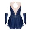 Agoky Girls Shiny Rhinestones Figure Skating Dress Ballet Lyrical Dance Costume Gymnastics Leotard Tutu Skirt Navy Blue D 8 Years view 3