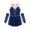 Agoky Girls Shiny Rhinestones Figure Skating Dress Ballet Lyrical Dance Costume Gymnastics Leotard Tutu Skirt Navy Blue D 8 Years view 4