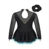 Agoky Girls Long Sleeve Figure Ice Roller Skating Dress Gymnastic Leotard Costume Lyrical Modern Contemporary Dancewear Lake Green 12 Years view 2